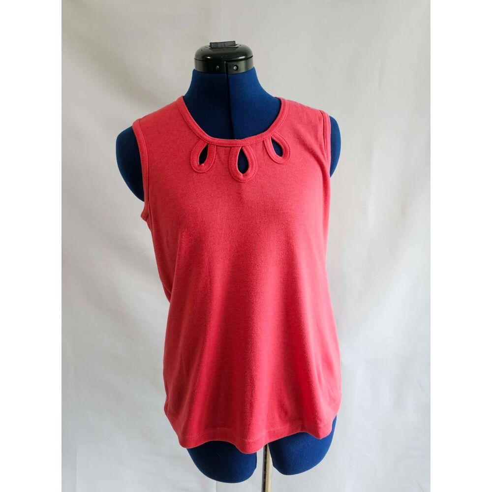 Vintage Natty Calif Women’s XL Coral Red Sleeveless Cutout Neck Top